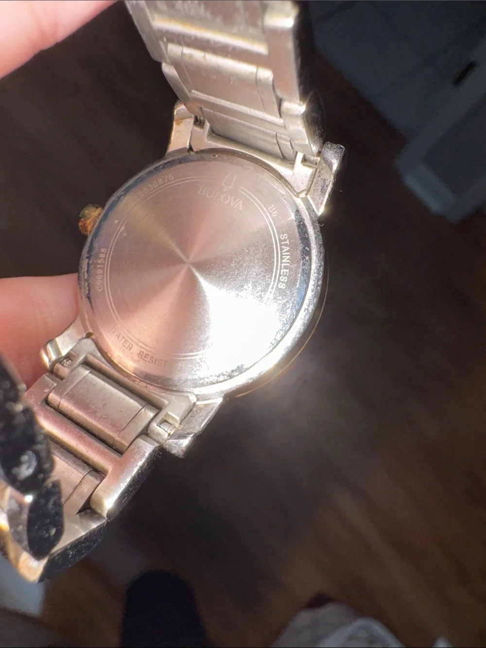 Bulova Two-Tone Silver & Gold Bracelet Watch with Crystal bezel & Diamond face
